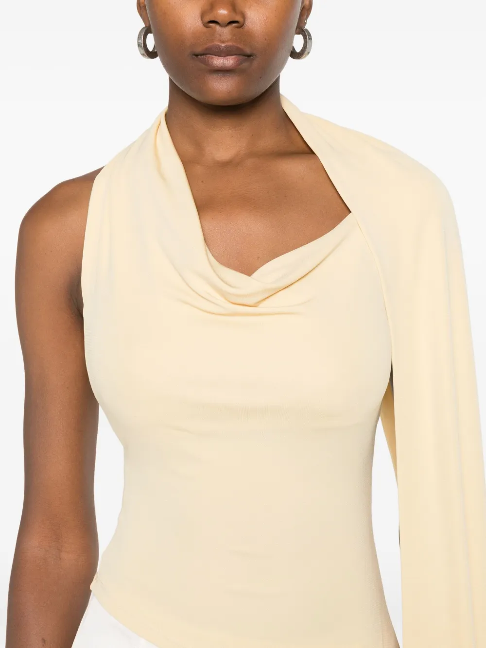 Aya Muse Asymmetric Draped-detail Blouse In Neutral