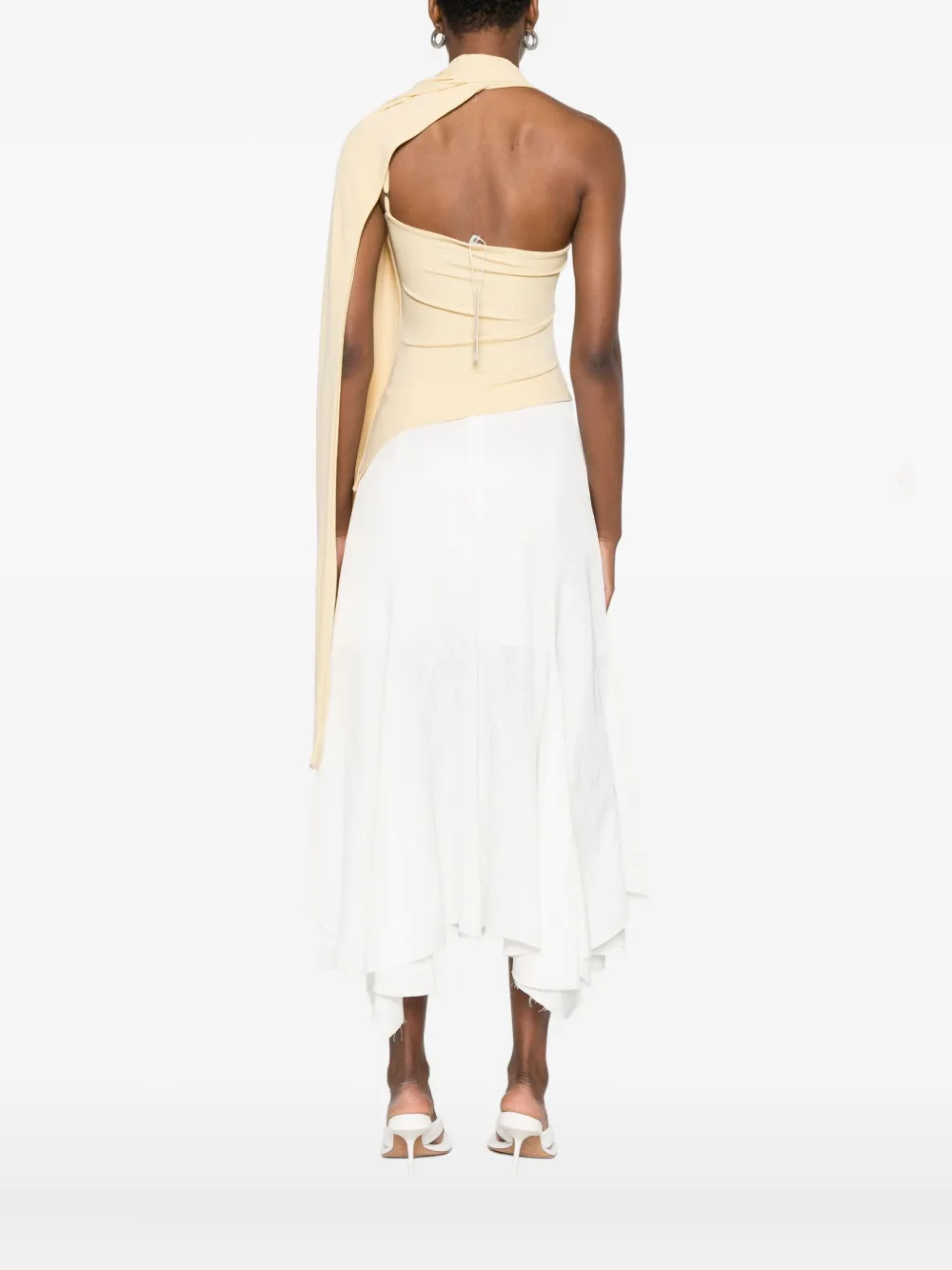 Aya Muse Asymmetric Draped-detail Blouse In Neutral