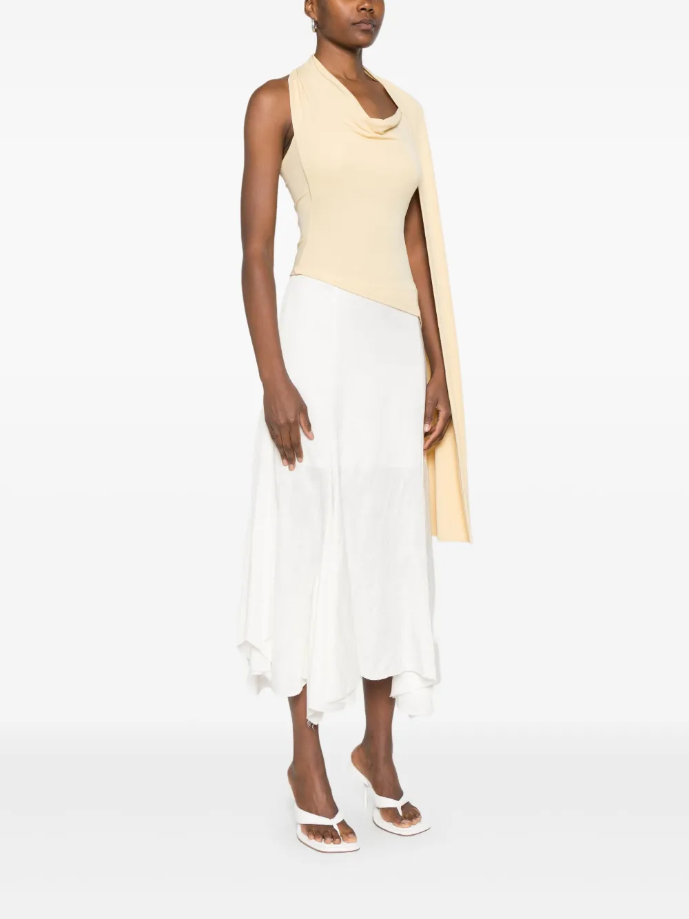 Aya Muse Blouse met gedrapeerd detail Beige