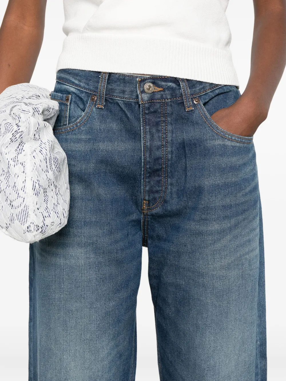 Aya Muse Jeans met wijde pijpen Blauw