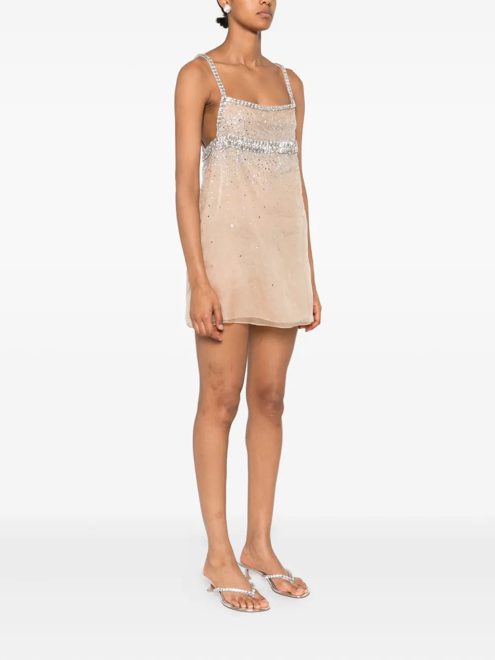 Retrofete Leora verfraaide mini-jurk Beige
