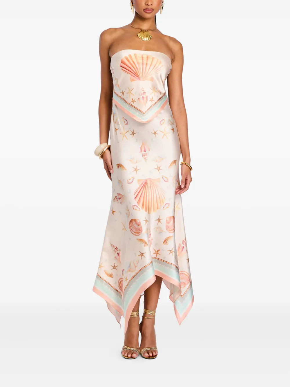 Retrofete seashell-print asymmetrical dress Roze