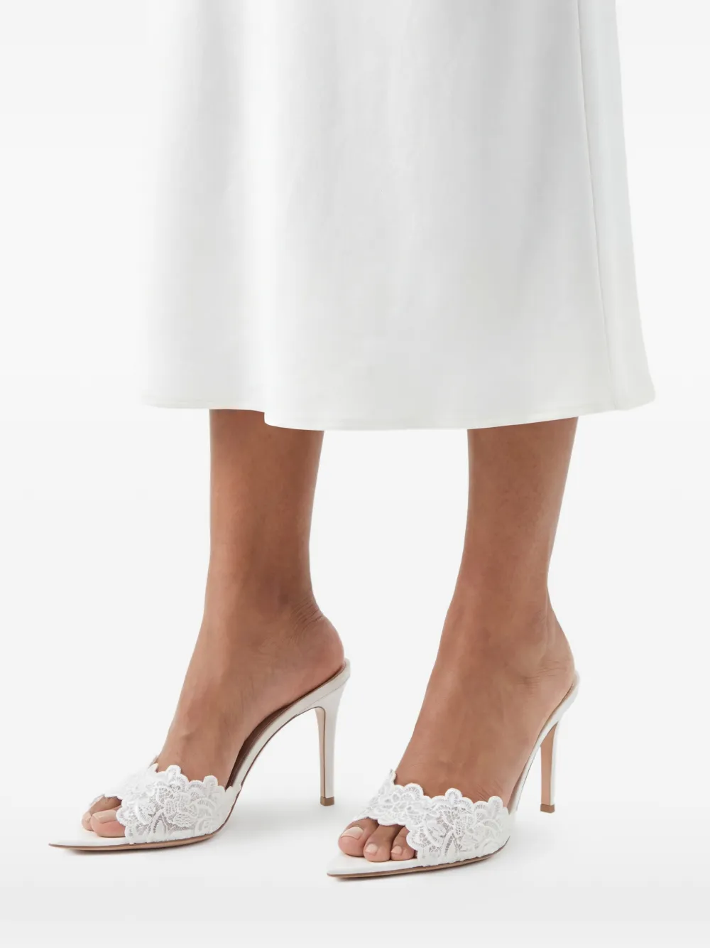 Gianvito Rossi 95 mm Yvonne muiltjes Wit