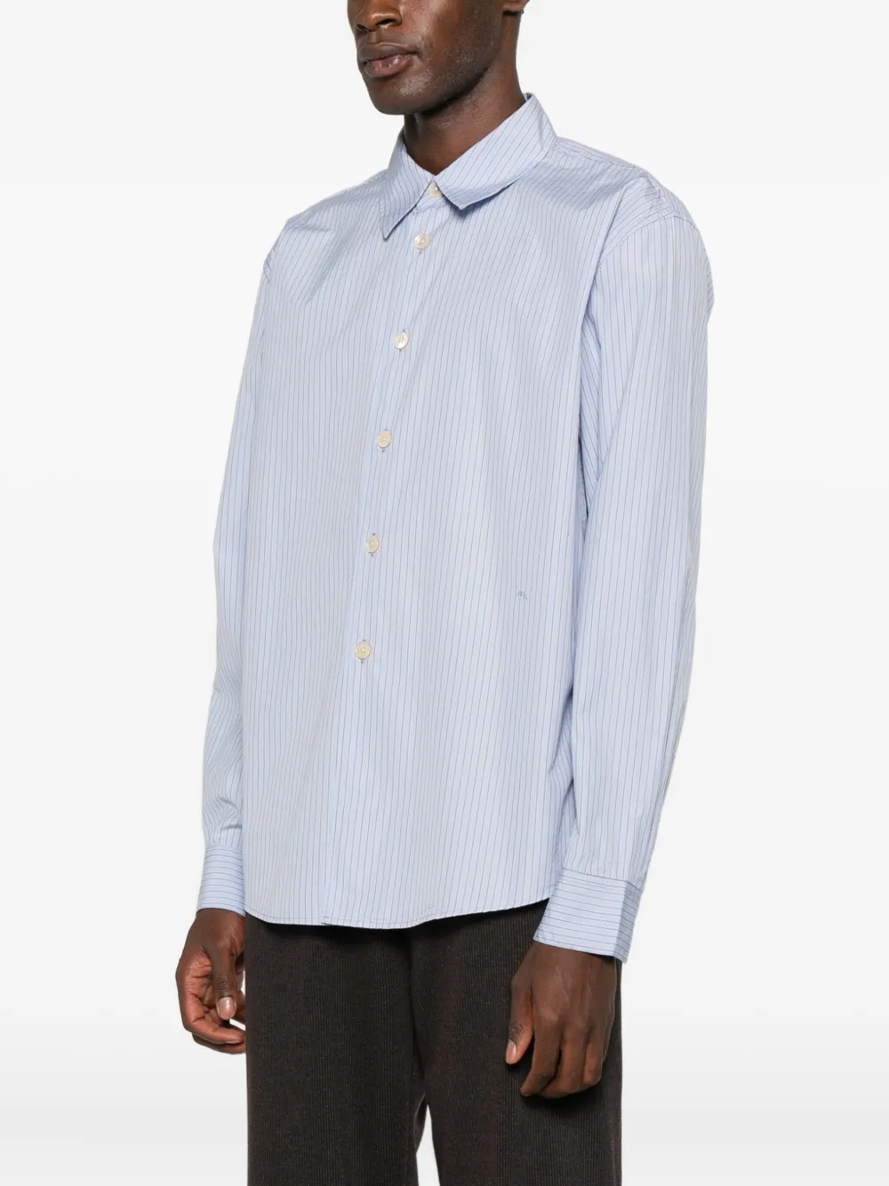 Our Legacy Striped Poplin Shirt In Blue