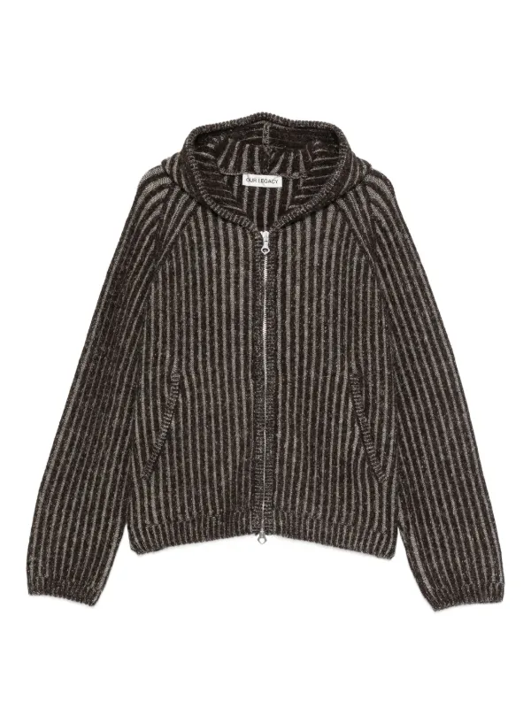 OUR LEGACY ストライプ フーデッド カーディガン | ブラウン | FARFETCH JP