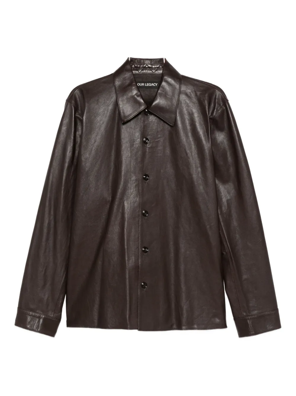 OUR LEGACY leather shirt jacket - Marrone