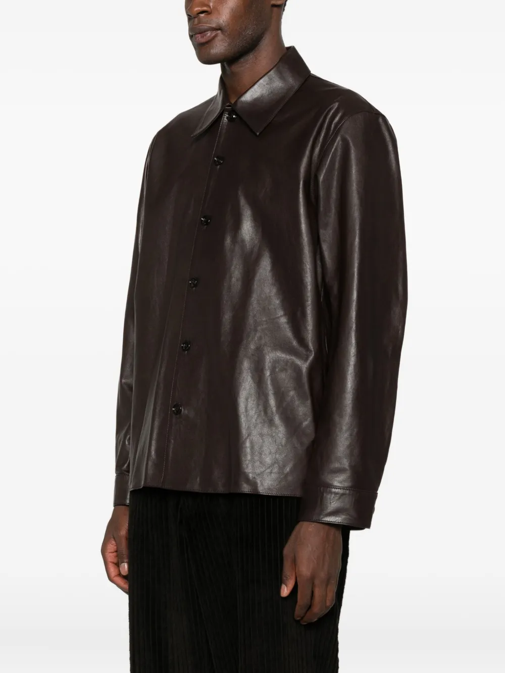 OUR LEGACY Leren shirtjack Bruin