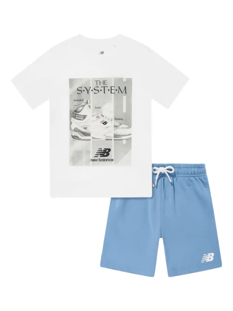 New Balance Kids logo-print shorts set