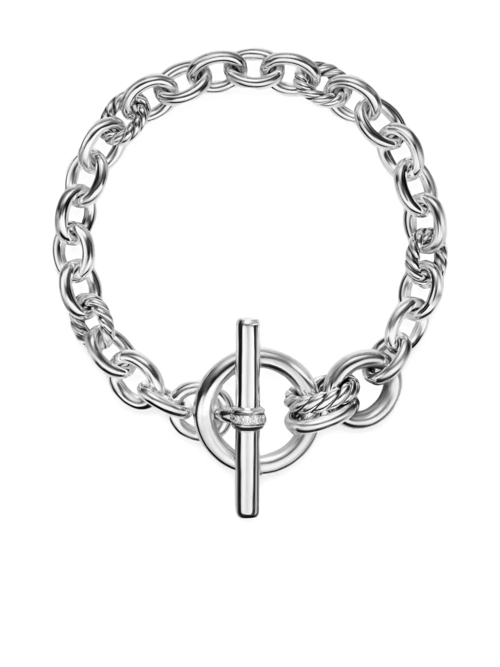 David Yurman Sterling Silver Lexington Chain Diamond Bracelet In Silver