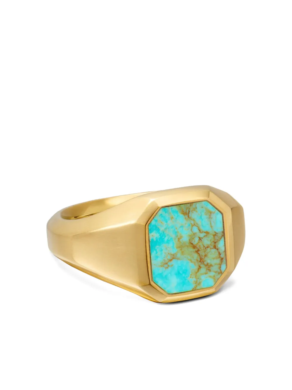 David Yurman 18k Yellow Gold Streamline® Signet Turquoise Ring In Gold