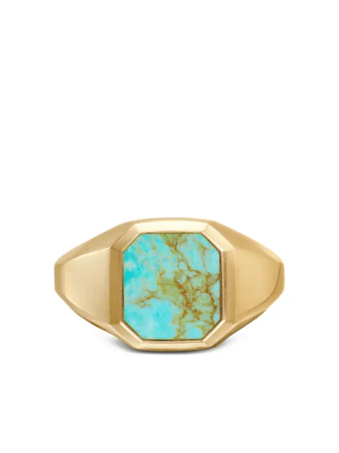 David Yurman 18K yellow gold Streamline® Signet turquoise ring