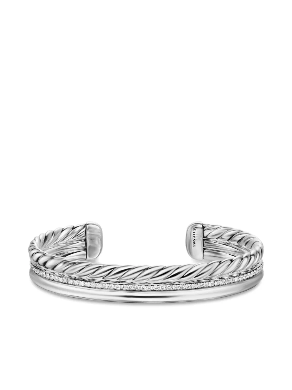 David Yurman Sterling Silver Dy Mercer® Three Row Diamond Bangle In Silver