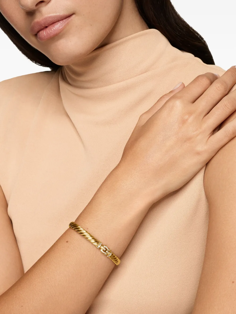 David Yurman 18K yellow gold Sculpted Cable Buckle diamond bracelet | Image 2