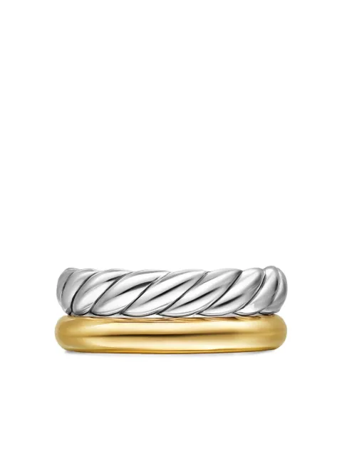 David Yurman 18K yellow gold and sterling silver DY Mercer® Two Row ring