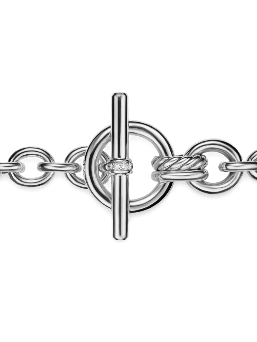 David Yurman Sterling Silver Dy Mercer® Petite Toggle Chain Diamond Necklace In Silver