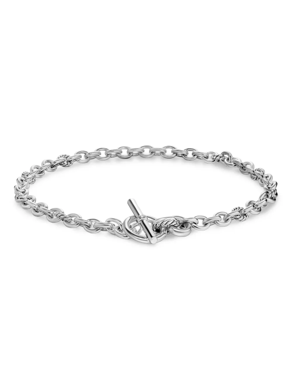 David Yurman Sterling Silver Dy Mercer® Petite Toggle Chain Diamond Necklace In Silver