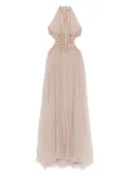 Alberta Ferretti embroidered tulle maxi dress - Neutrals