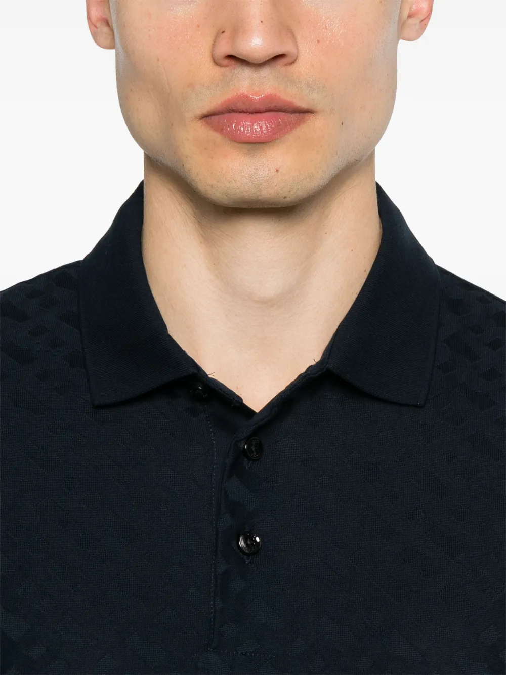 BOSS Poloshirt met jacquard-patroon Blauw