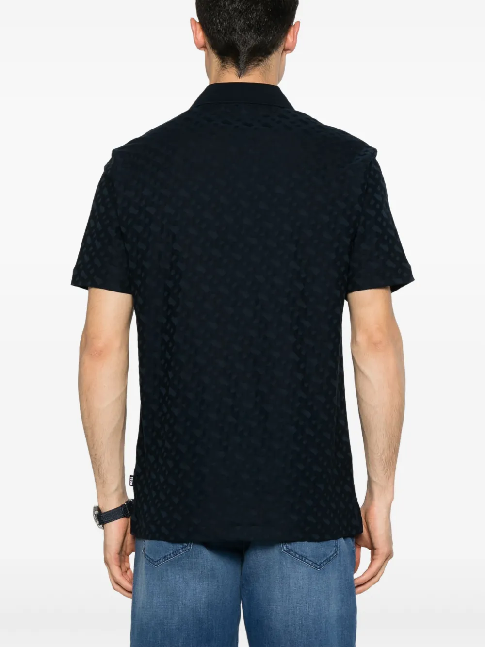 BOSS Poloshirt met jacquard-patroon Blauw