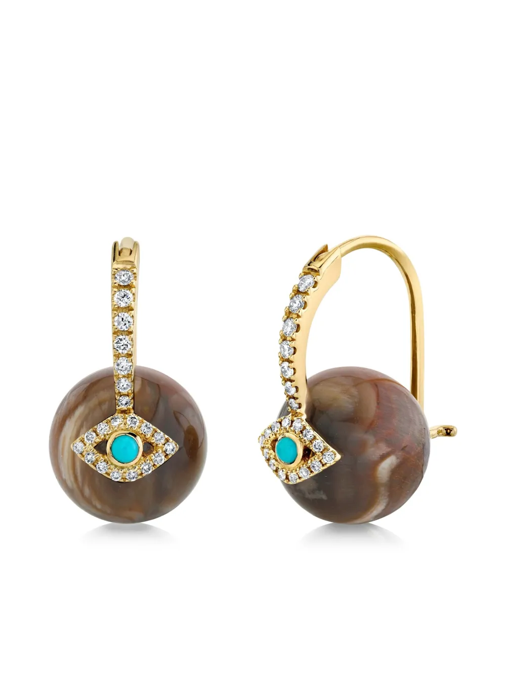Sydney Evan 14K yellow gold Evil Eye diamond drop earrings | Fine Jewelry | Image 2