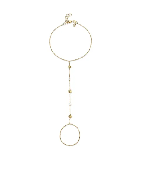 Sydney Evan 14K yellow gold Shells Princess diamond nad pearl bracelet