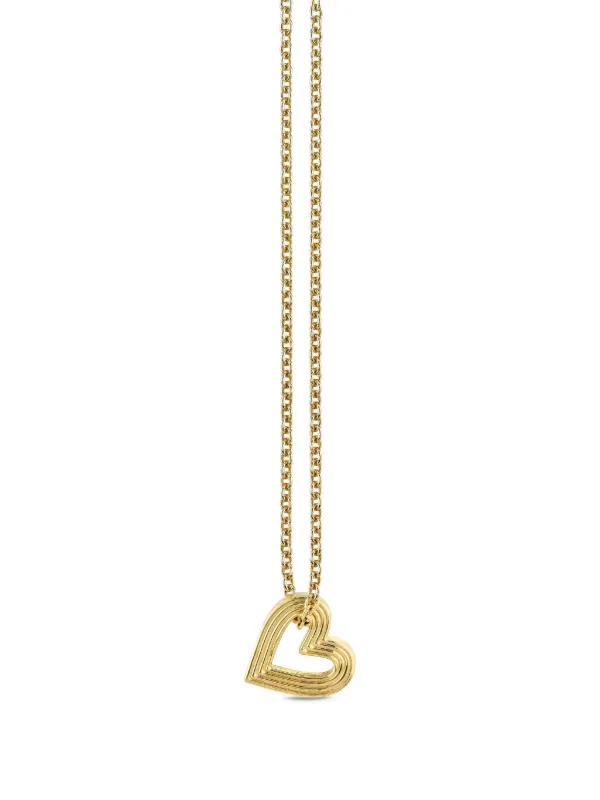 Sydney Evan 14CT Yellow Gold Fluted Heart Necklace
