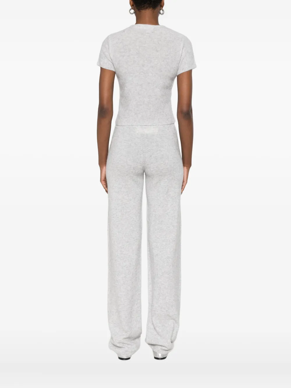 Aya Muse Zip-up Knitted T-shirt In Gray