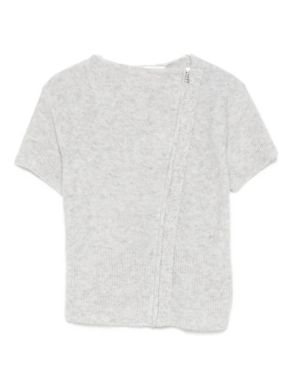Aya Muse Zip-up Knitted T-shirt In Gray
