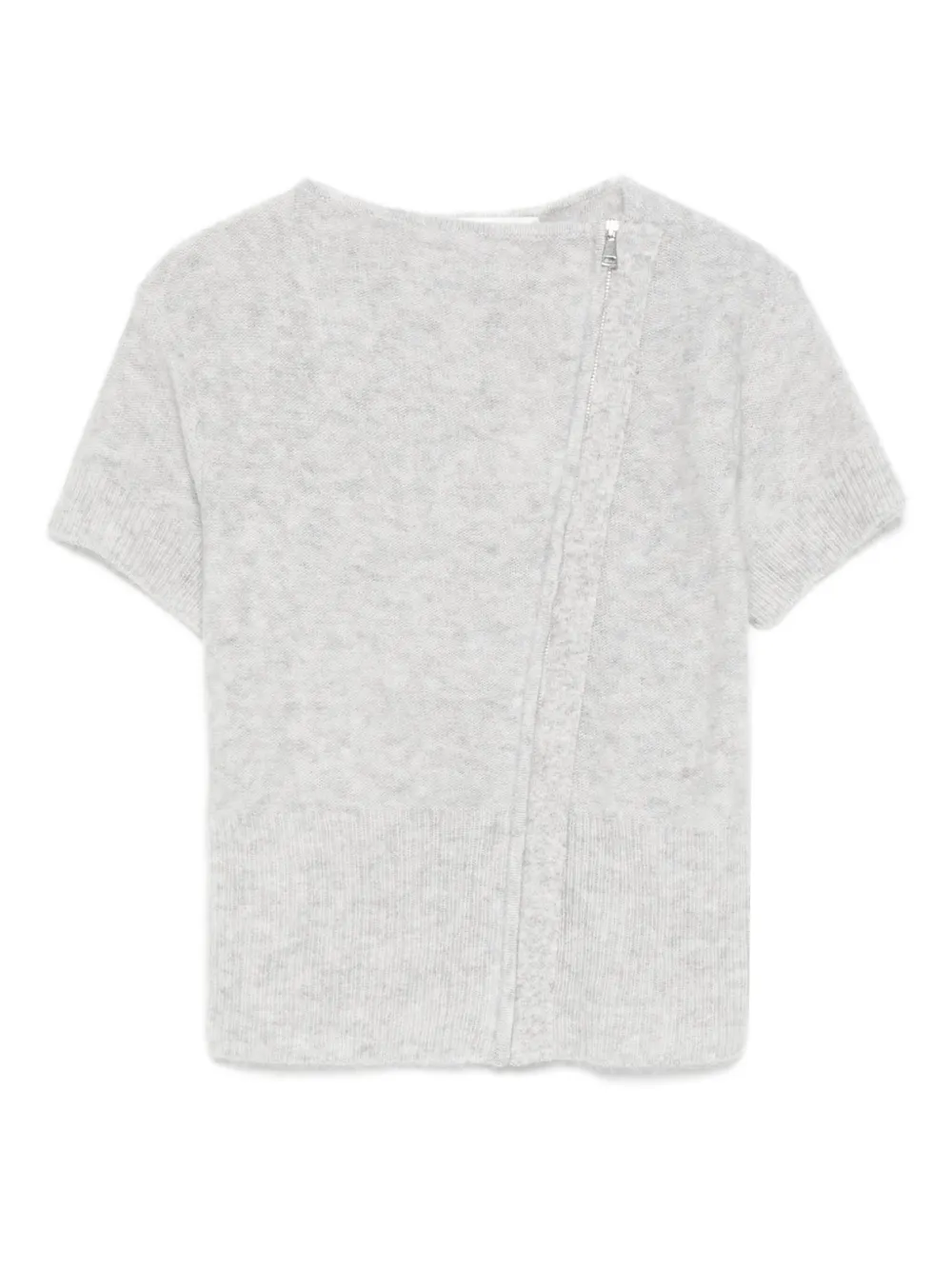 Aya Muse zip-up knitted T-shirt | Grey | Image 1