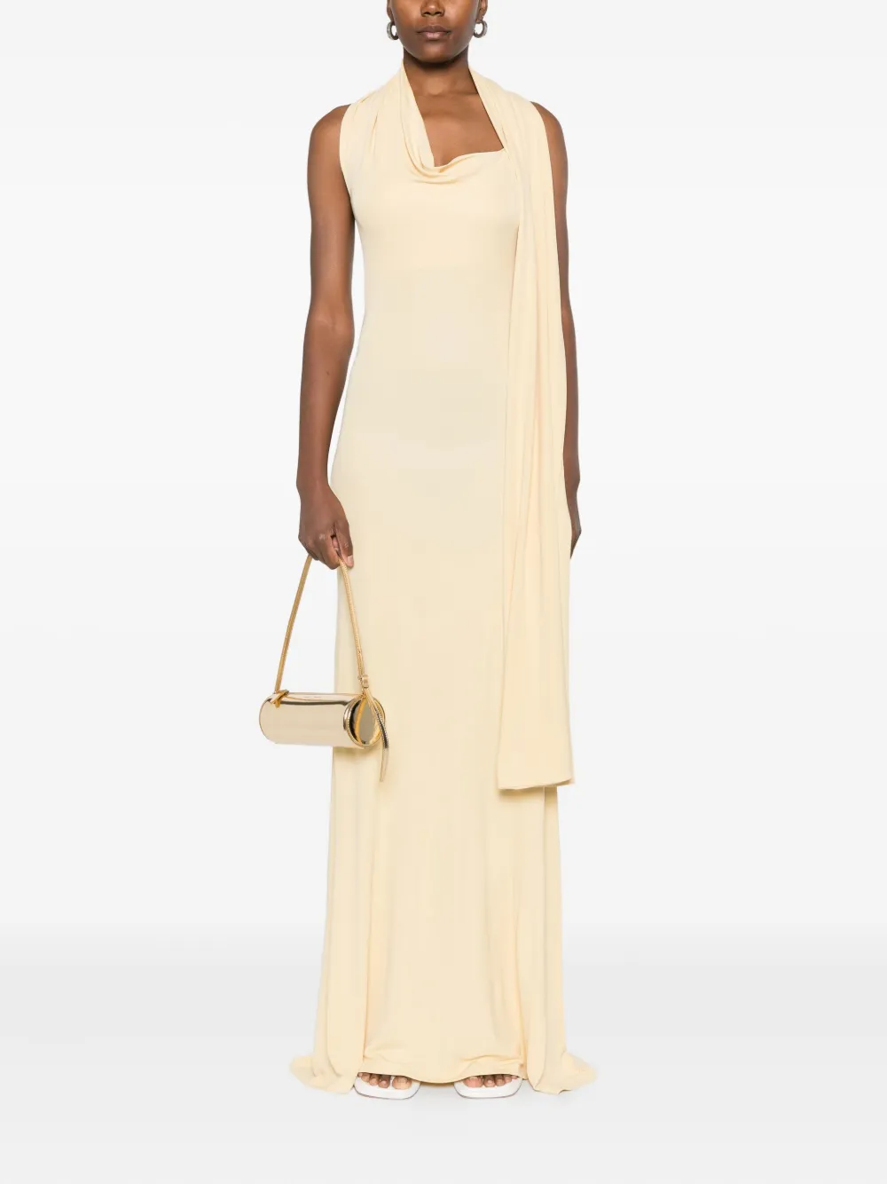 Aya Muse Wisp halterneck draped maxi dress - Geel