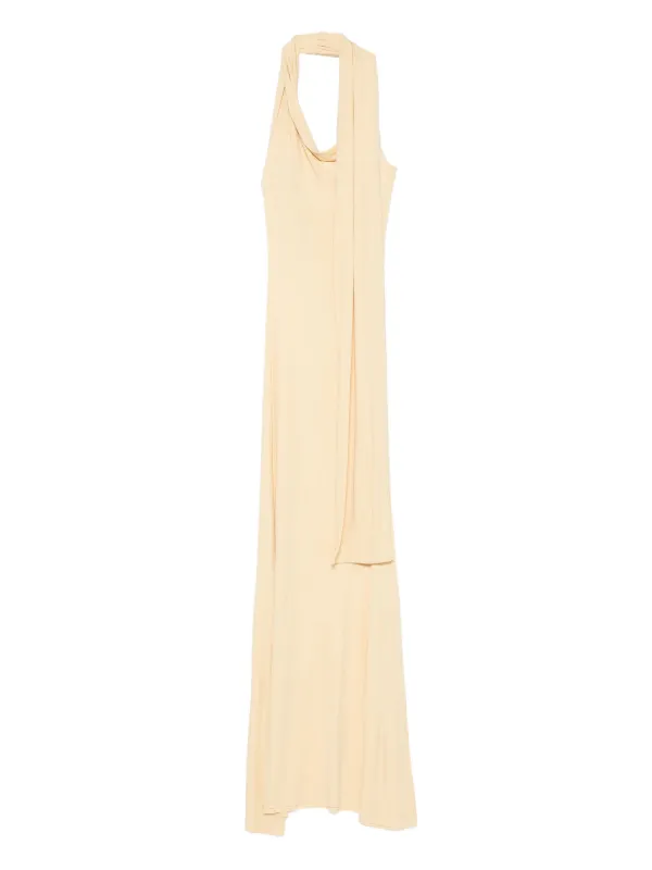 Aya Muse Wisp Halterneck Draped Maxi Dress | Yellow | FARFETCH