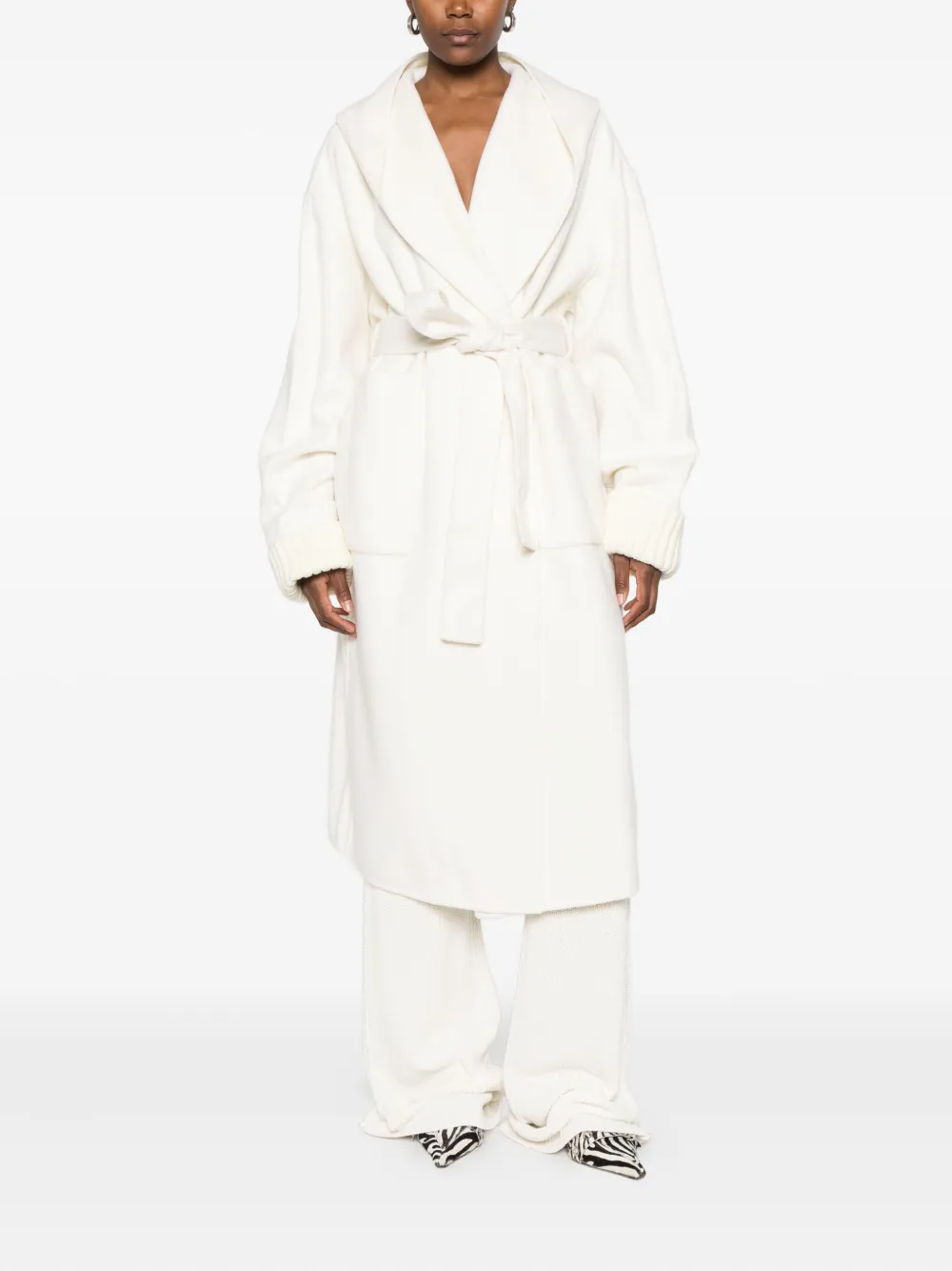 Aya Muse hooded knitted-cuff coat | Single Breasted Coats | Image 2