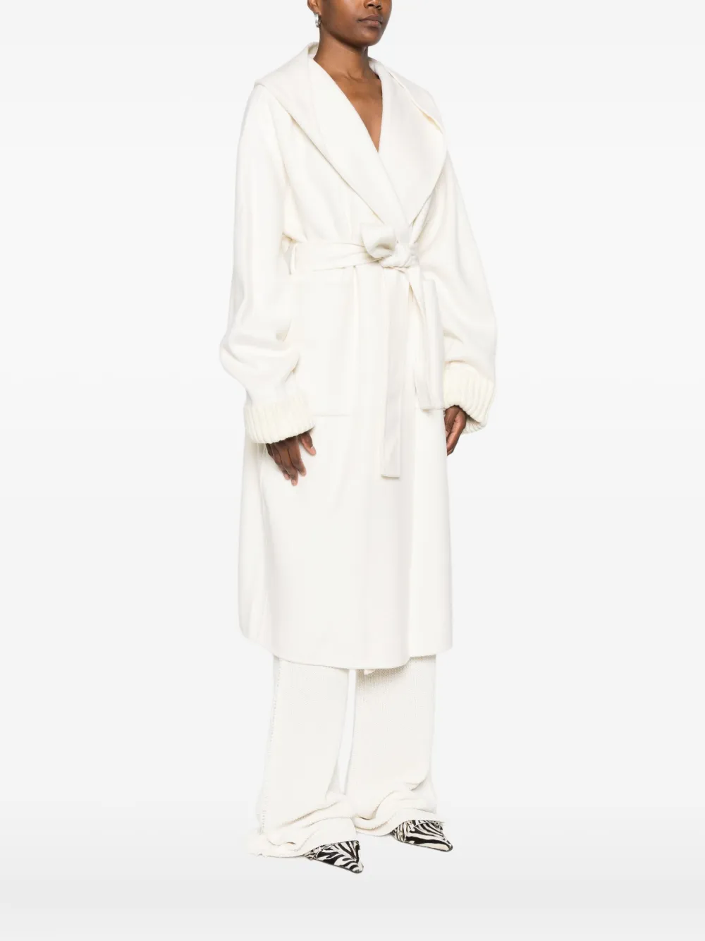  Aya Muse Hooded Knitted-cuff Coat - Neutrals 