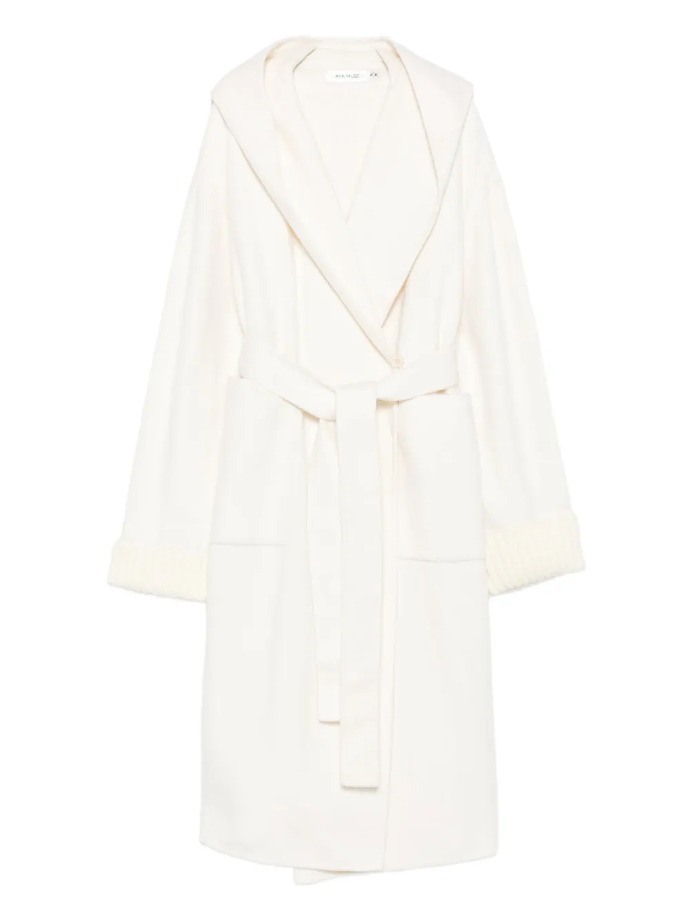 Aya Muse hooded knitted-cuff coat | Neutrals | Image 1
