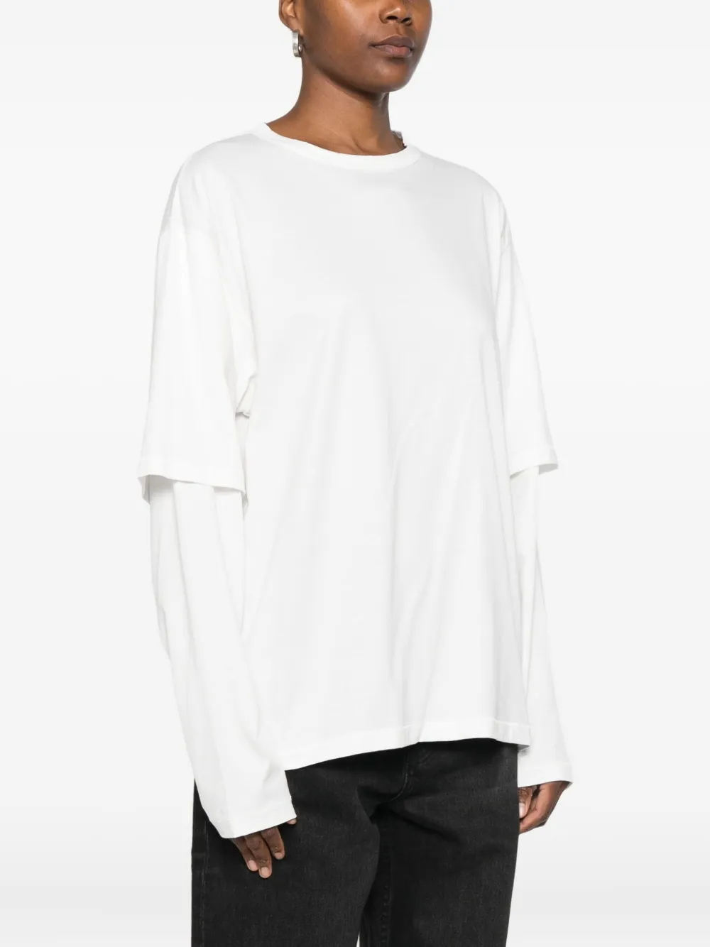 Aya Muse T-shirt met dubbele mouwen Wit