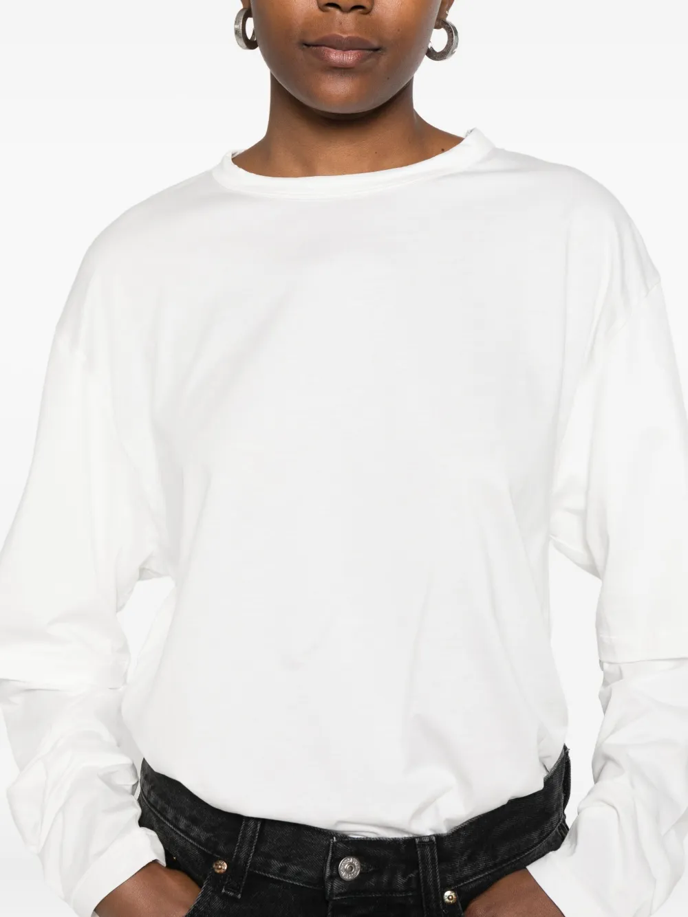 Aya Muse T-shirt met dubbele mouwen Wit