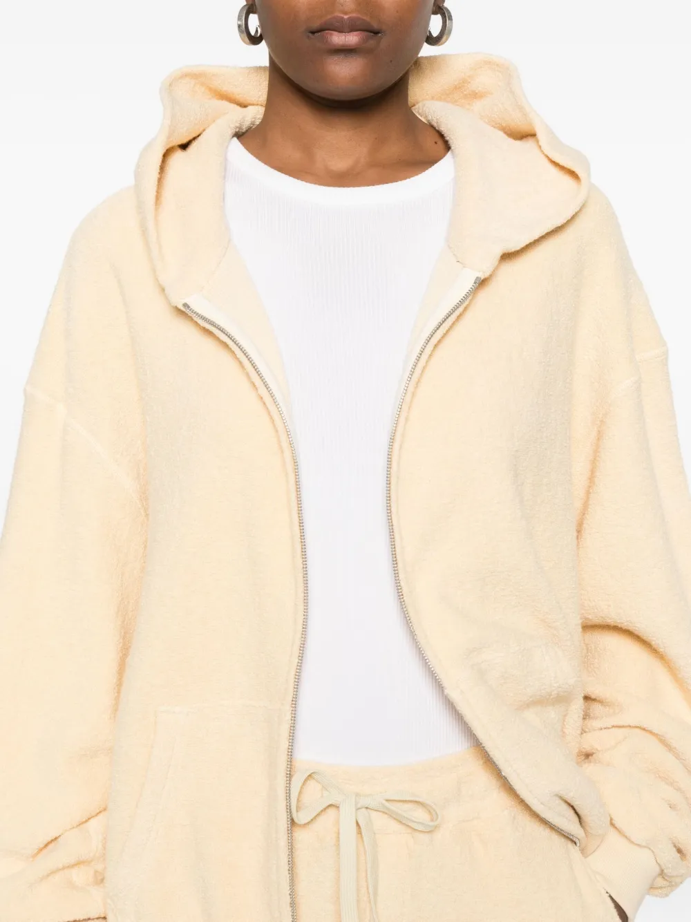 Aya Muse Katoenen hoodie met rits Geel