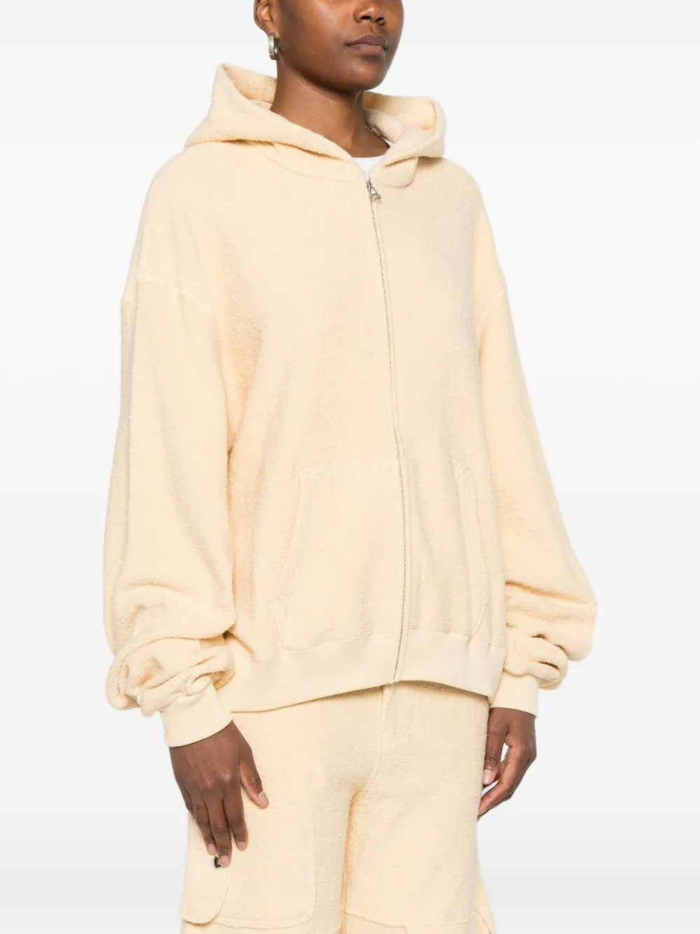 Aya Muse Katoenen hoodie met rits Geel