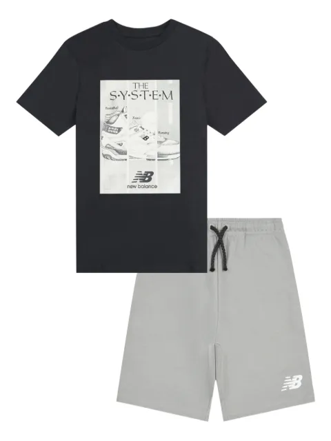 New Balance Kids logo-print shorts set