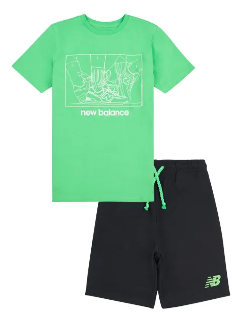 New Balance Kids logo-print shorts set