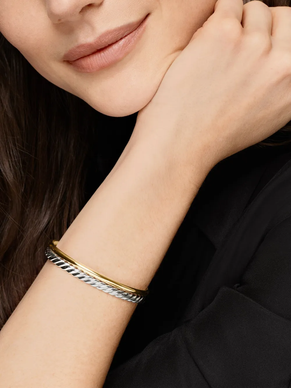 David Yurman DY Mercer® Two Row 18K黄金纯银手镯 | Image 2