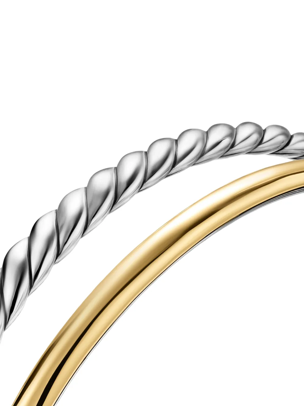 David Yurman 18k Yellow Gold And Sterling Silver Dy Mercer® Two Row Bangle In 银色