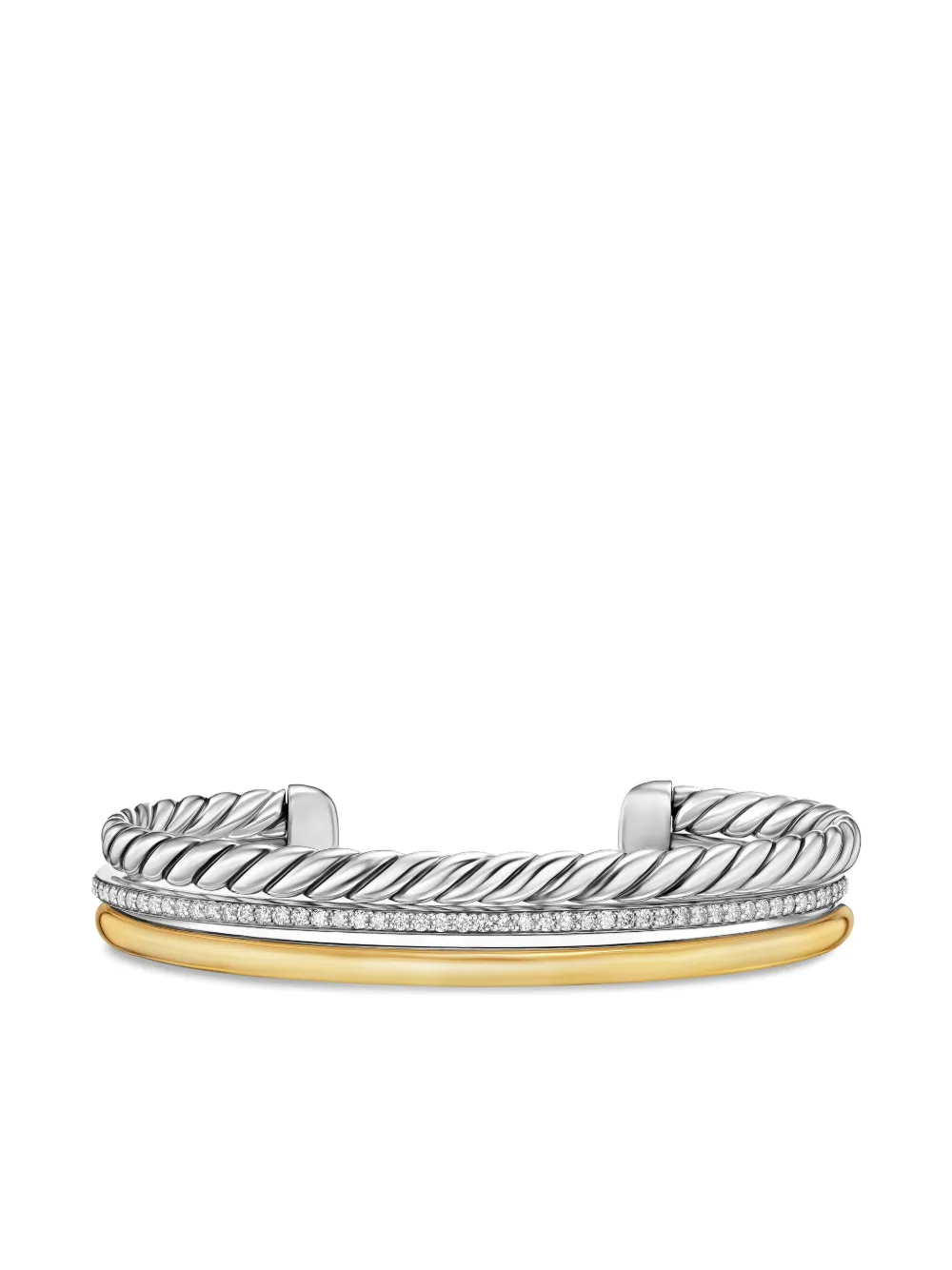 David Yurman DY Mercer® Three Row ダイヤモンド バングル 18Kイエローゴールド&スターリングシルバー - David Yurman DY Mercer® Three Row ダイヤモンド バングル 18Kイエローゴールド&スターリングシルバー -