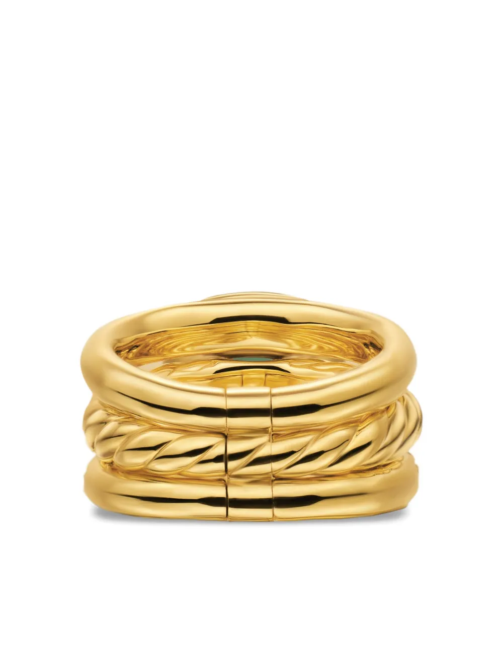 DAVID YURMAN 18K YELLOW GOLD DY MERCER® FOUR ROW DIAMOND AND PRASIOLITE RING