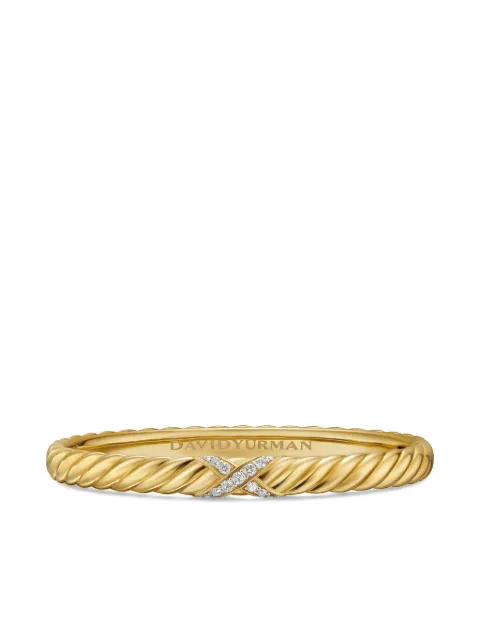 David Yurman 18K yellow gold Sculpted Cable X Center Station diamond bracelet