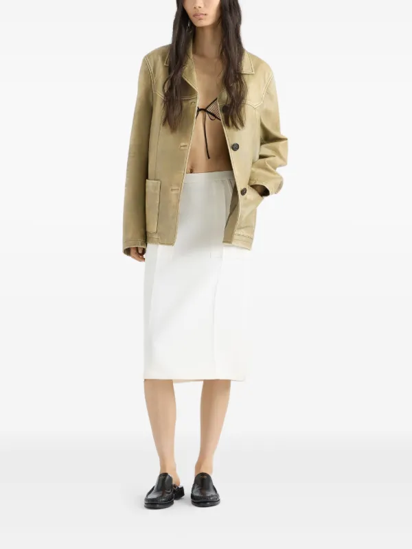 Prada Leather Jacket | Green | FARFETCH