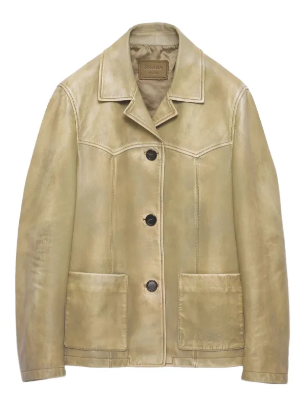 Prada Leather Jacket | Green | FARFETCH