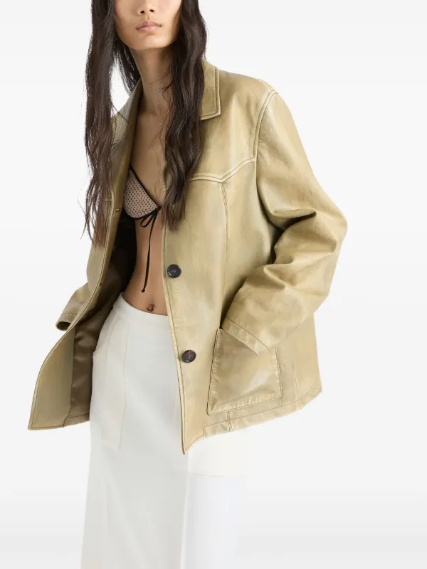 Prada Leather Jacket | Green | FARFETCH