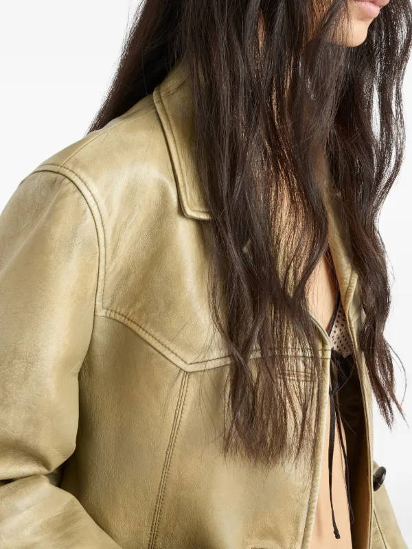 Prada Leather Jacket | Green | FARFETCH
