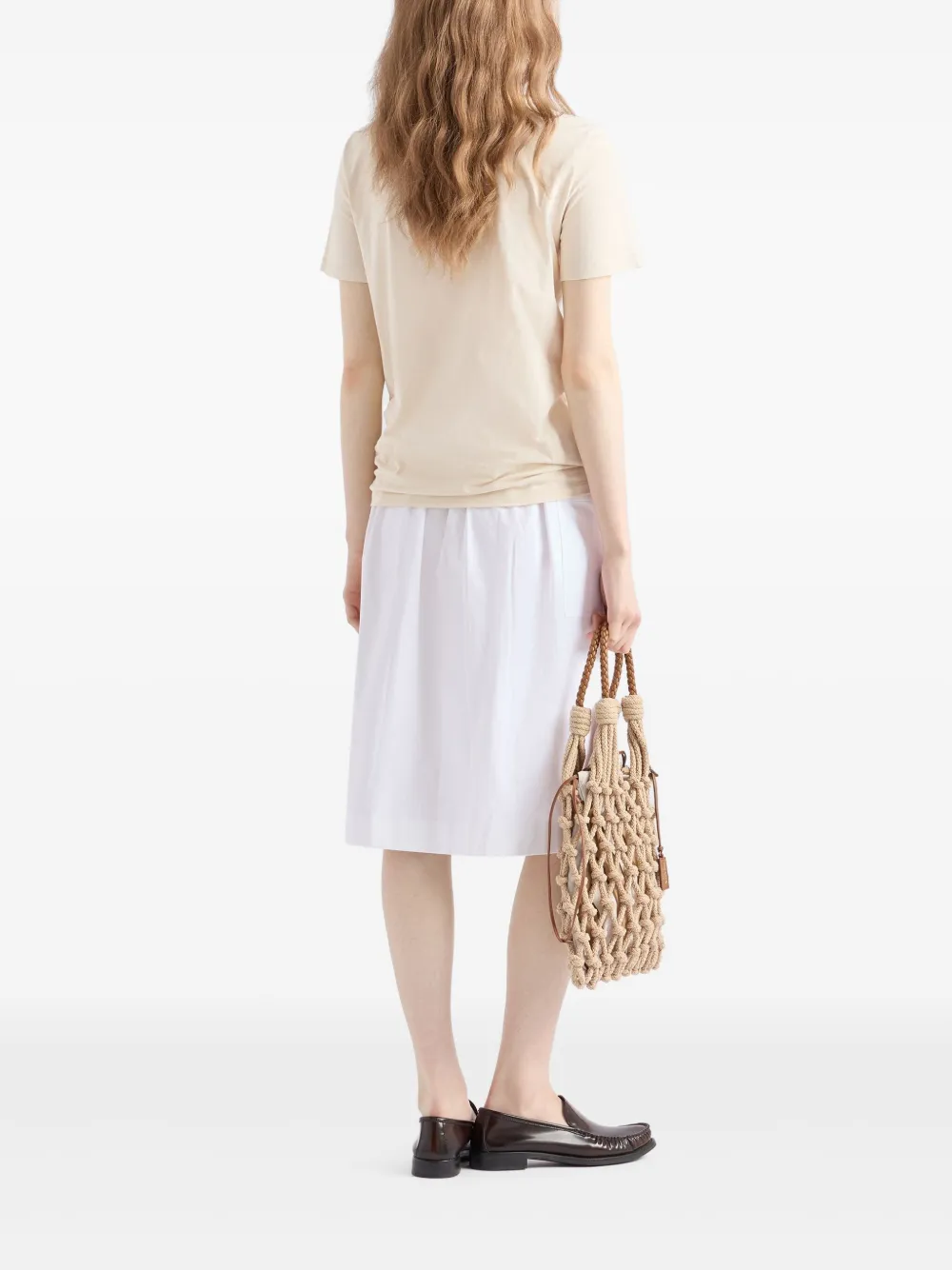 Prada T-shirt met logoprint Beige